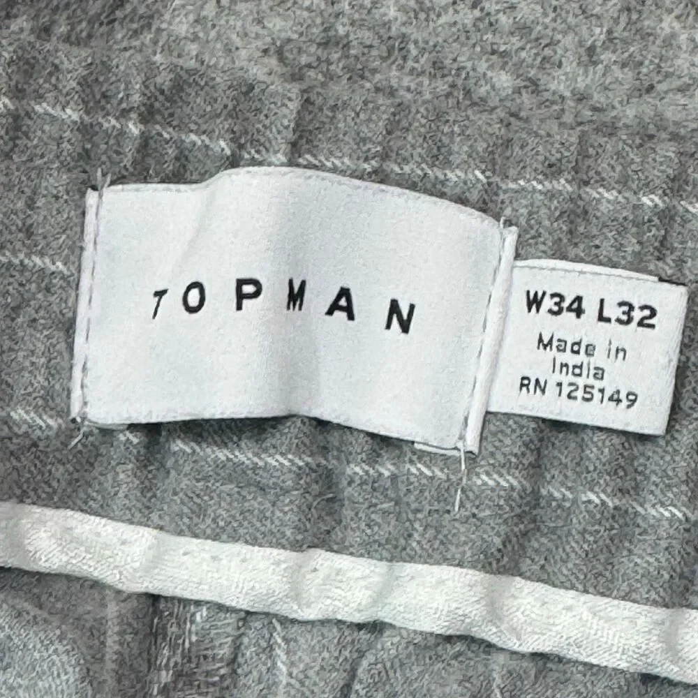 Grey and white striped straight-leg trousers with elasticated waist and drawstri - Picture 7 of 9